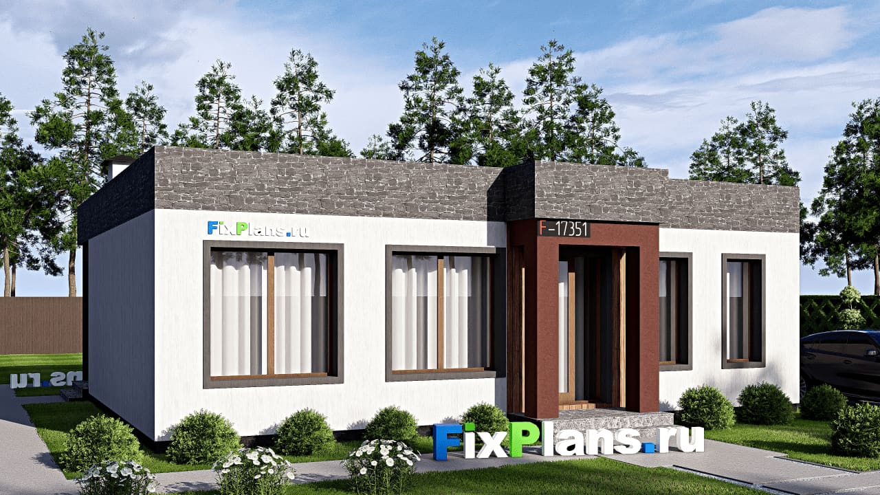 Одноэтажный дом F-17351 — фасад