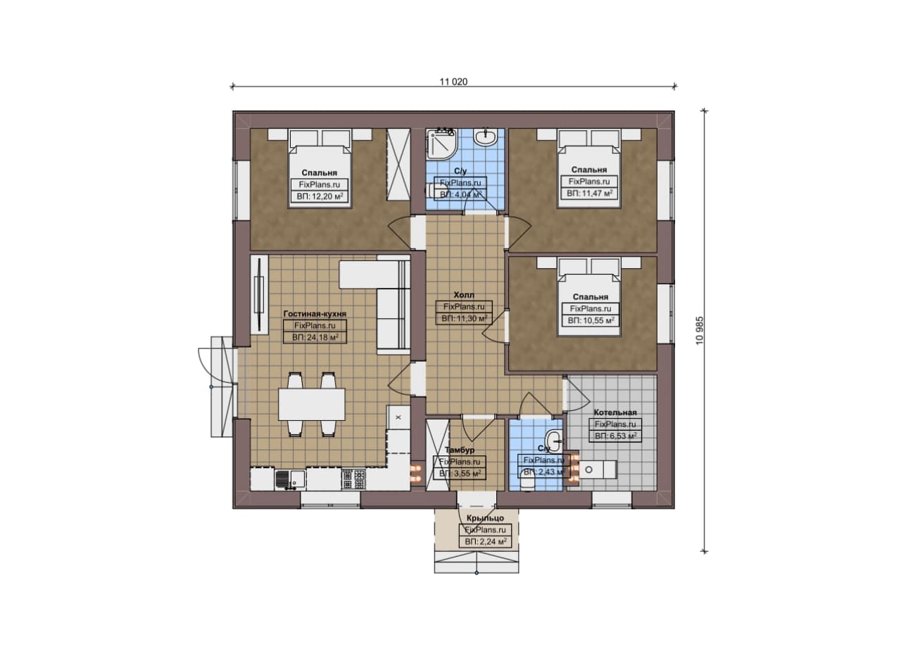 Планировка Одноэтажный дом F-12266