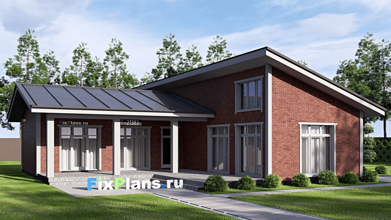 Одноэтажный дом F-21383 — фасад