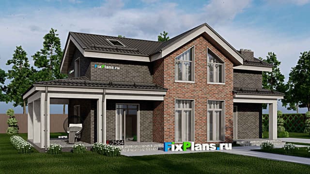 Одноэтажный дом с мансардой  F - 2564