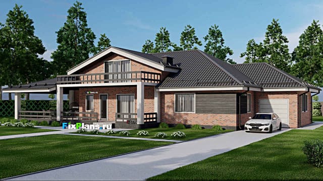 Одноэтажный дом с мансардой  F-3779